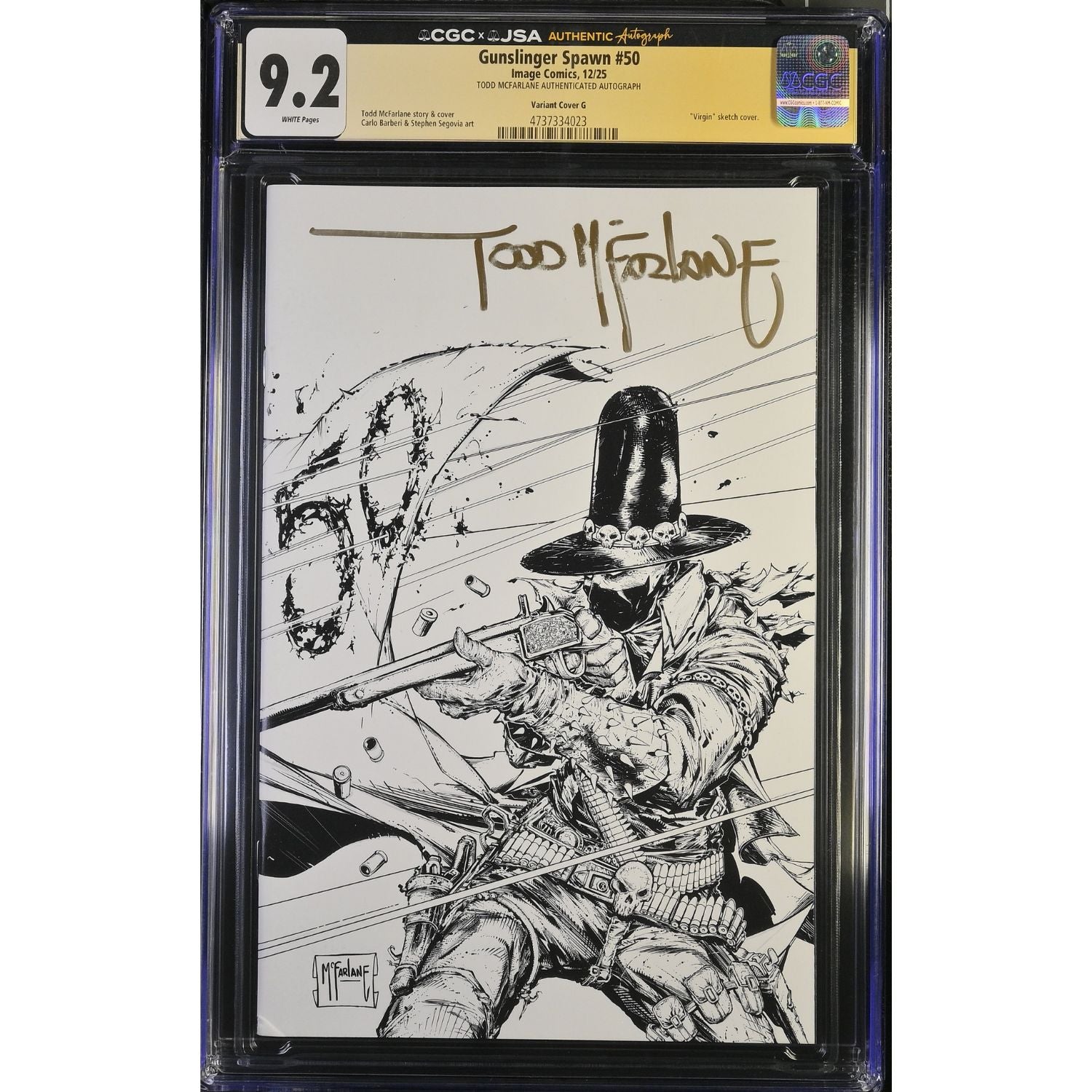 Gunslinger Spawn: #50 [Todd McFarlane CGC 9.2 JSA Signed Gold CVR G - 1:250] 2021