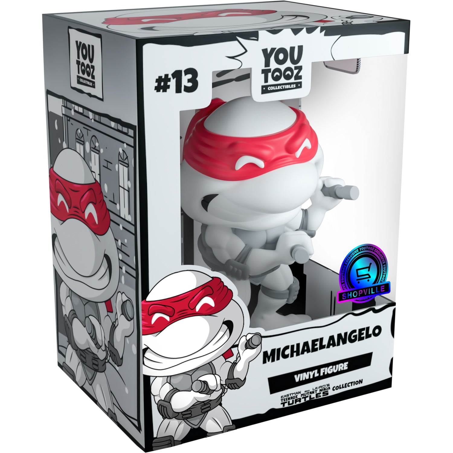 Youtooz x Shopville: Teenage Mutant Ninja Turtles Collection [Michaelangalo Black & White Vinyl Figure] Limited Edition - 1000 Made Toys & Games Youtooz