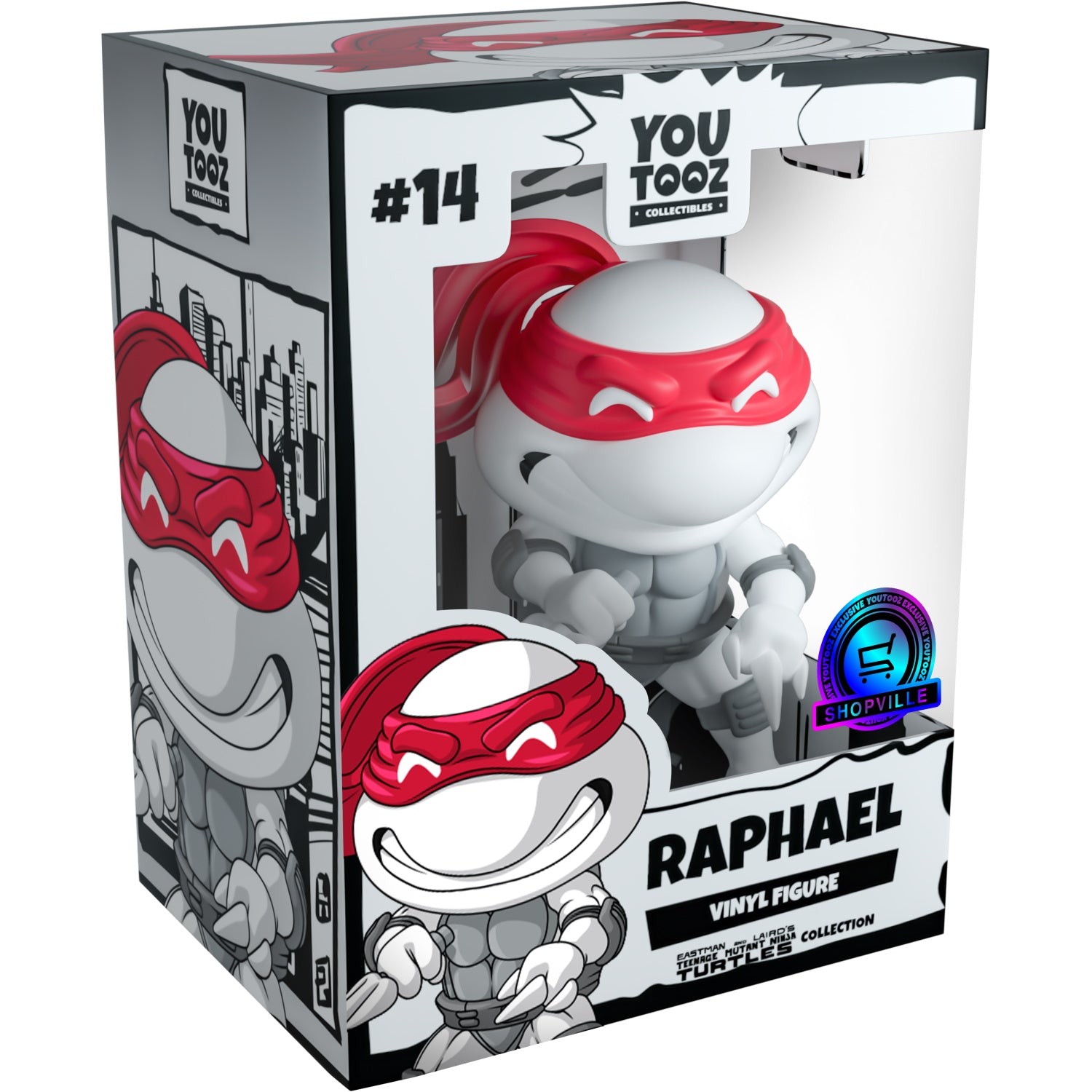 Youtooz x Shopville: Teenage Mutant Ninja Turtles Collection [Raphael Black & White Vinyl Figure] Limited Edition - 1000 Made Toys & Games Youtooz