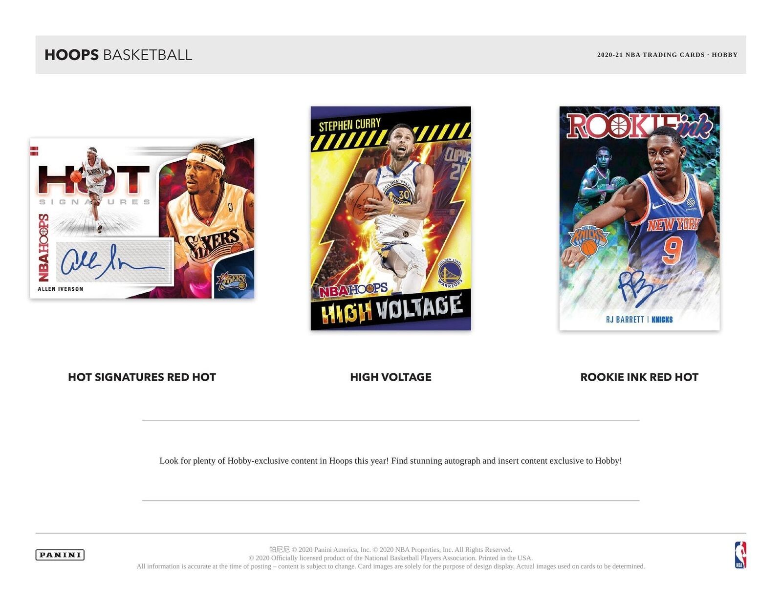 Panini NBA Hoops Basketball Hobby Box 2020-21 Card Game Panini   