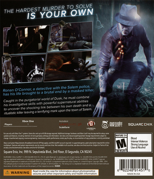 Murdered: Soul Suspect [Xbox One] Xbox One Video Game Square Enix   
