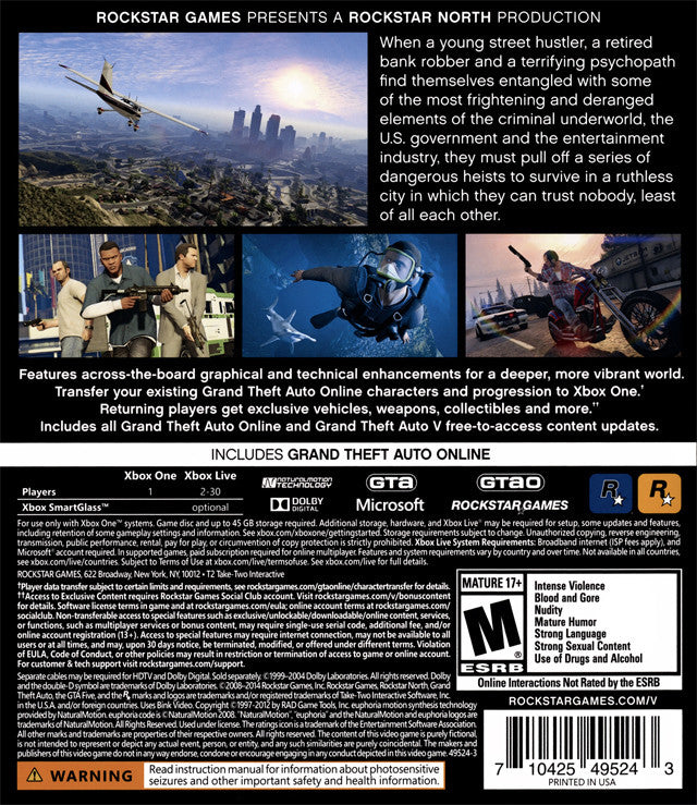 Grand Theft Auto V [Xbox One] Xbox One Video Game Rockstar Games   