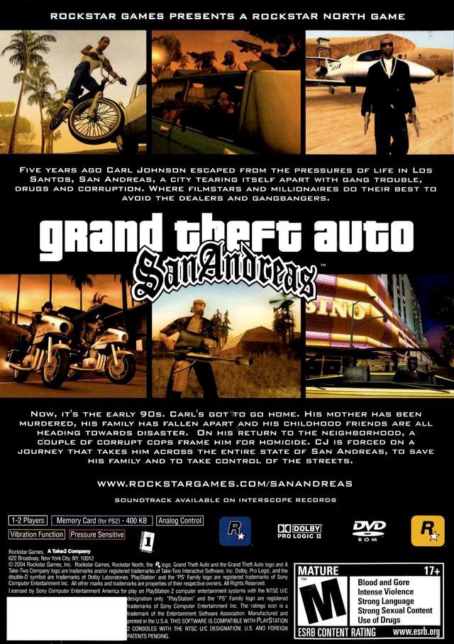 Grand Theft Auto: San Andreas [PlayStation 2] PlayStation 2 Video Game Rockstar Games   