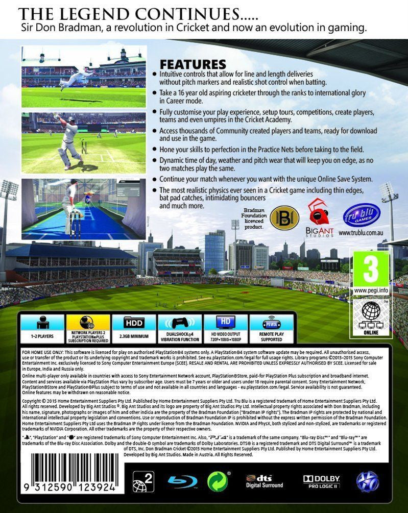 Don Bradman Cricket [PlayStation 4] PlayStation 4 Video Game Big Ant Studios   