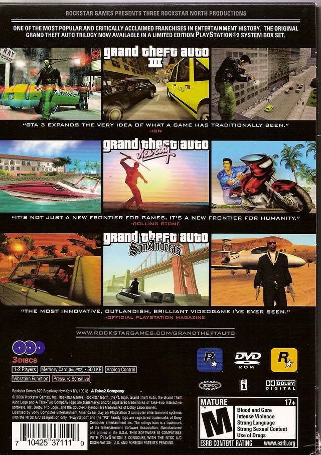 Grand Theft Auto: The Trilogy - III & Vice City & San Andreas [PlayStation 2] PlayStation 2 Video Game Rockstar Games