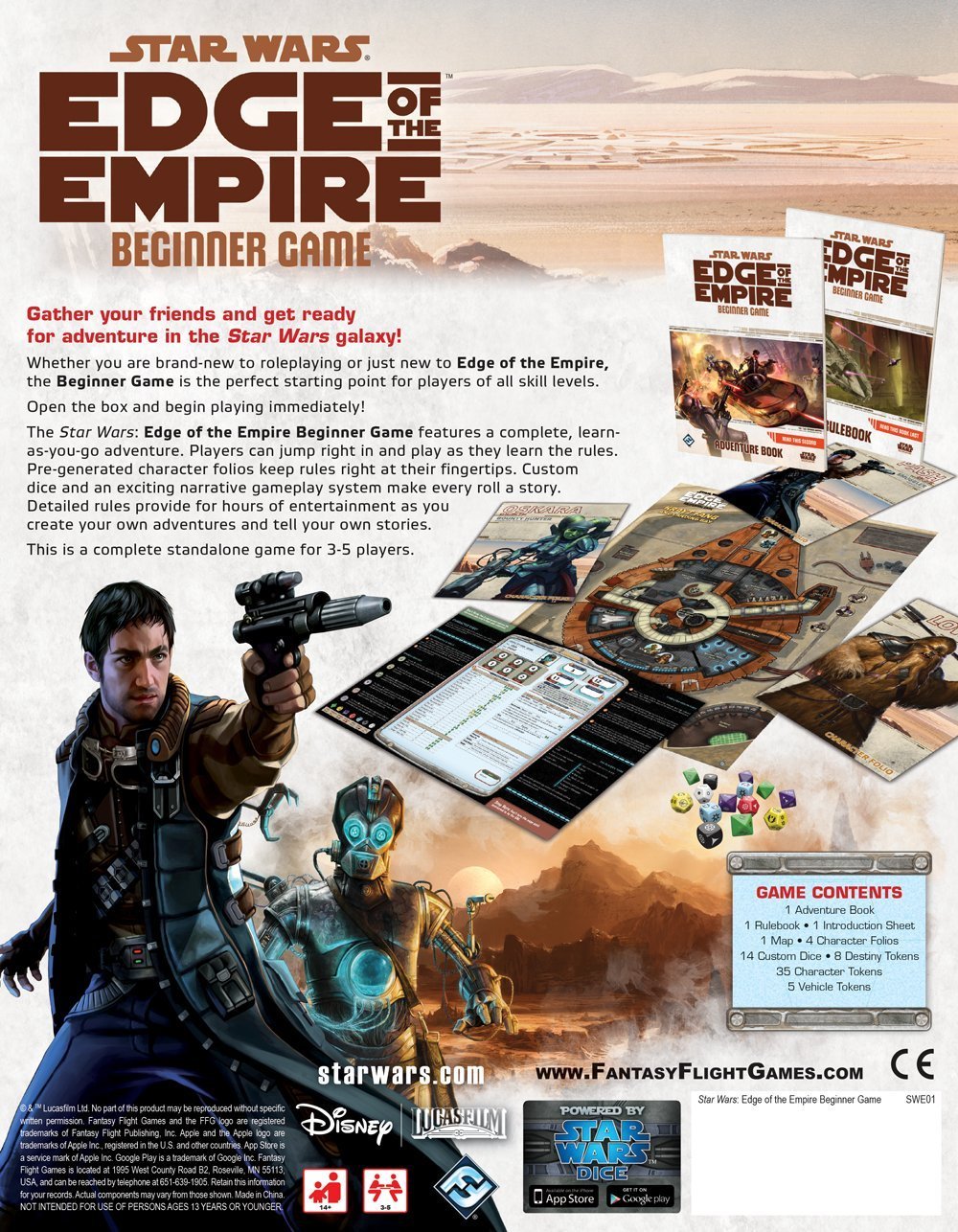 Star Wars: Edge of the Empire - Beginner Game [RPG Style Game, 3-5 Players] Board Game Fantasy Flight Games   