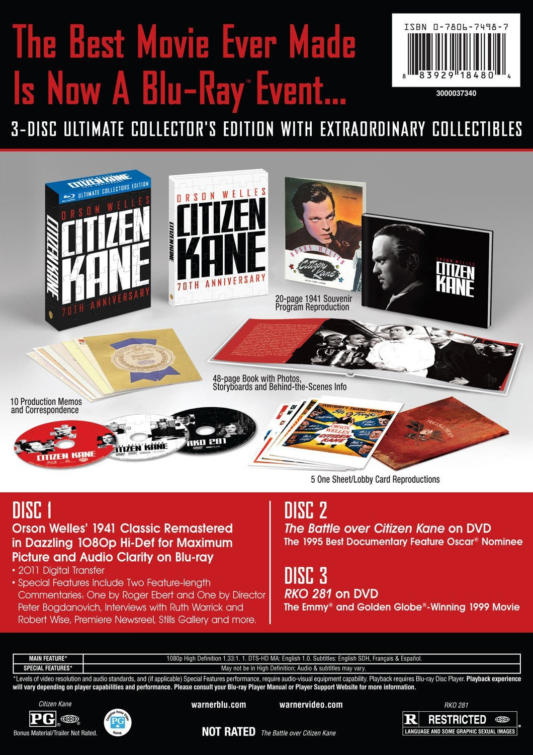 Citizen Kane: 70th Anniversary Ultimate Collector's Edition [Blu-Ray Box Set] DVDs & Blu-Rays Warner Bros.   