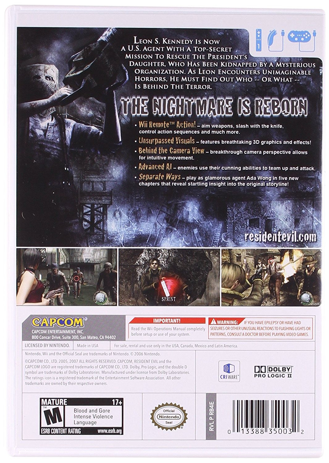 Resident Evil 4: Wii Edition [Nintendo Wii] Nintendo Wii Video Game Capcom   