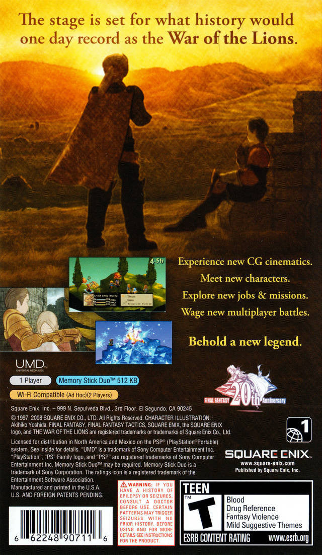 Final Fantasy Tactics: The War of the Lions [Sony PSP] Sony PSP Video Game Square Enix   