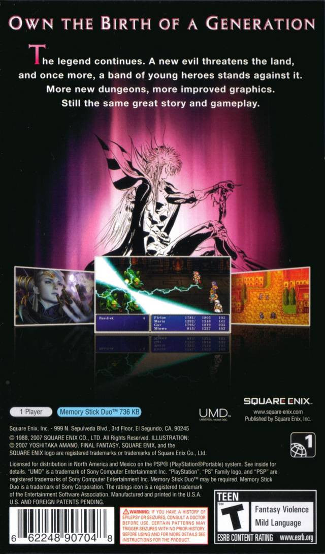 Final Fantasy II [Sony PSP] Sony PSP Video Game Square Enix   