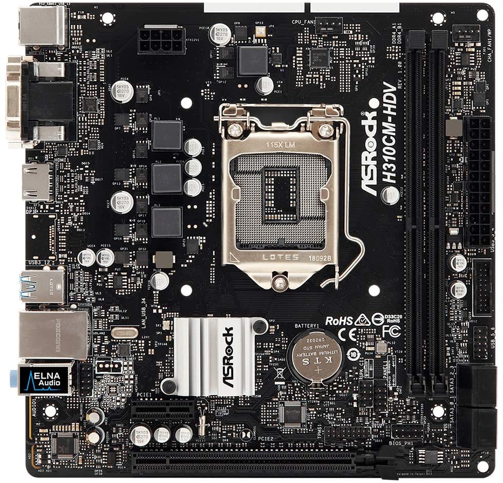 ASRock H310CM-HDV LGA1151/ Intel H310/ DDR4/ SATA3 & USB3.1/ A&GbE / MicroATX Motherboard [Computer Hardware] Electronics ASRock   