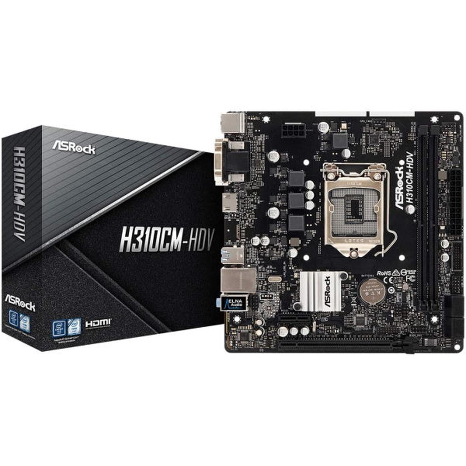 ASRock H310CM-HDV LGA1151/ Intel H310/ DDR4/ SATA3 & USB3.1/ A&GbE / MicroATX Motherboard [Computer Hardware] Electronics ASRock   