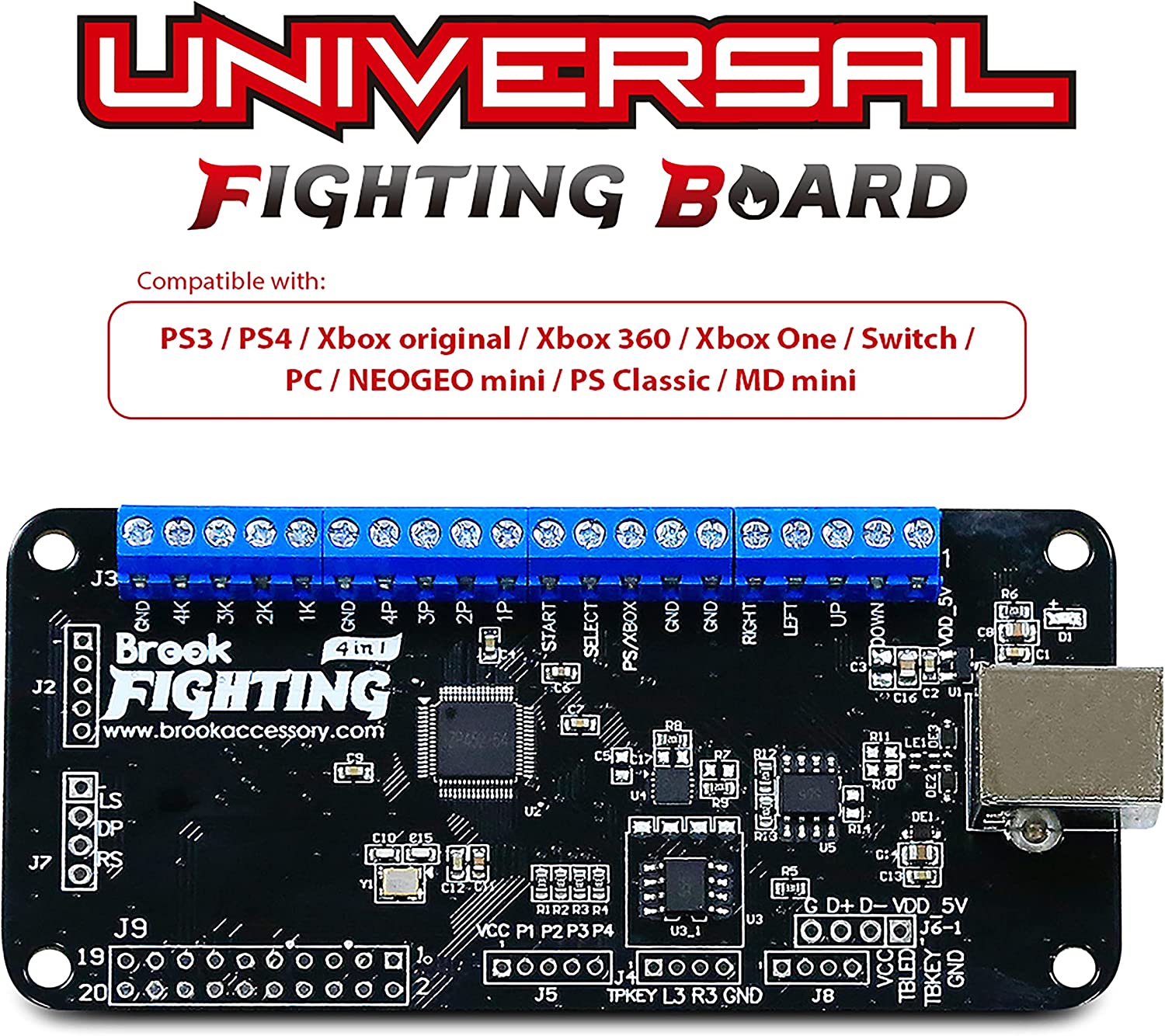 Brook Universal Fighting Board (UFB) - Pre-installed header version for Xbox One / Xbox 360 / PS4 / PS3 / PC / Wii U / PS Mini / MD Mini [Cross-Platform Accessory] Cross-Platform Accessories Brook Gaming   