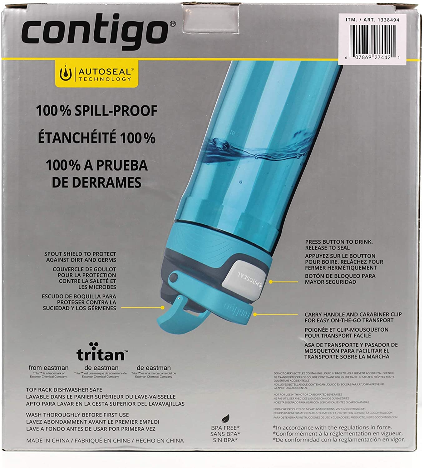 Contigo AutoSeal Tritan Water Bottles - 3 Pack - Green, Blue, Yellow [House & Home] House & Home Contigo   