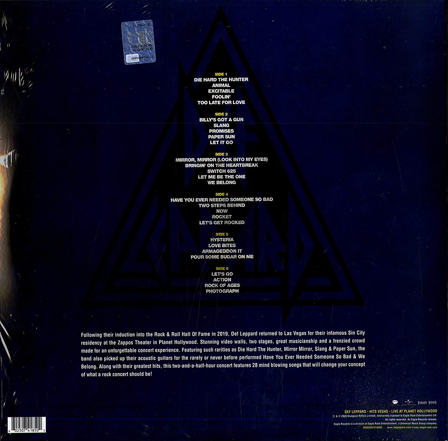 Def Leppard - Hits Vegas: Live At Planet Hollywood - Limited Edition 3LP Transparent Blue Vinyl [Audio Vinyl] Audio CD/Vinyl Universal Music   