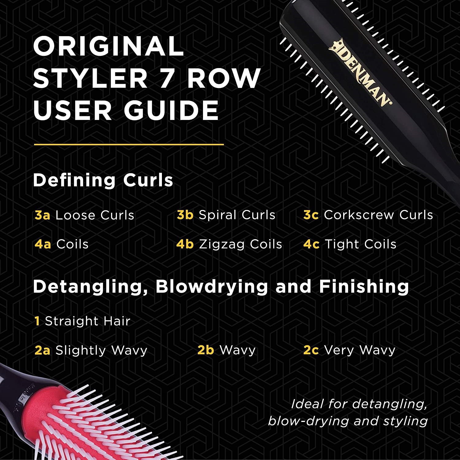 Denman D3 Original Styler 7 Row Nylon Bristles Hair Brush - Black/Red [Personal Care] Personal Care Denman   