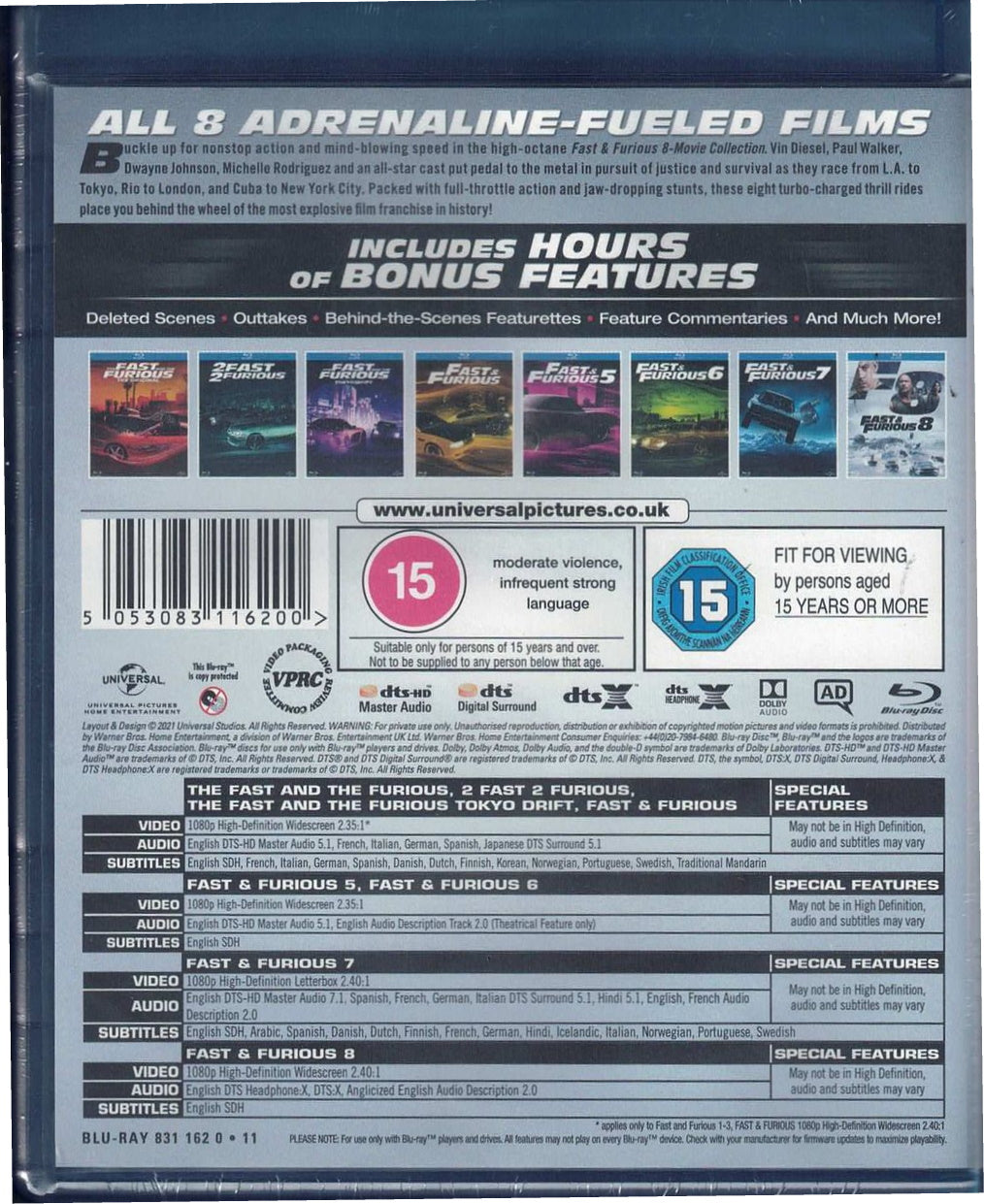 Fast & Furious: 8-Movie Collection [Blu-Ray Box Set] DVDs & Blu-Rays Universal Pictures   