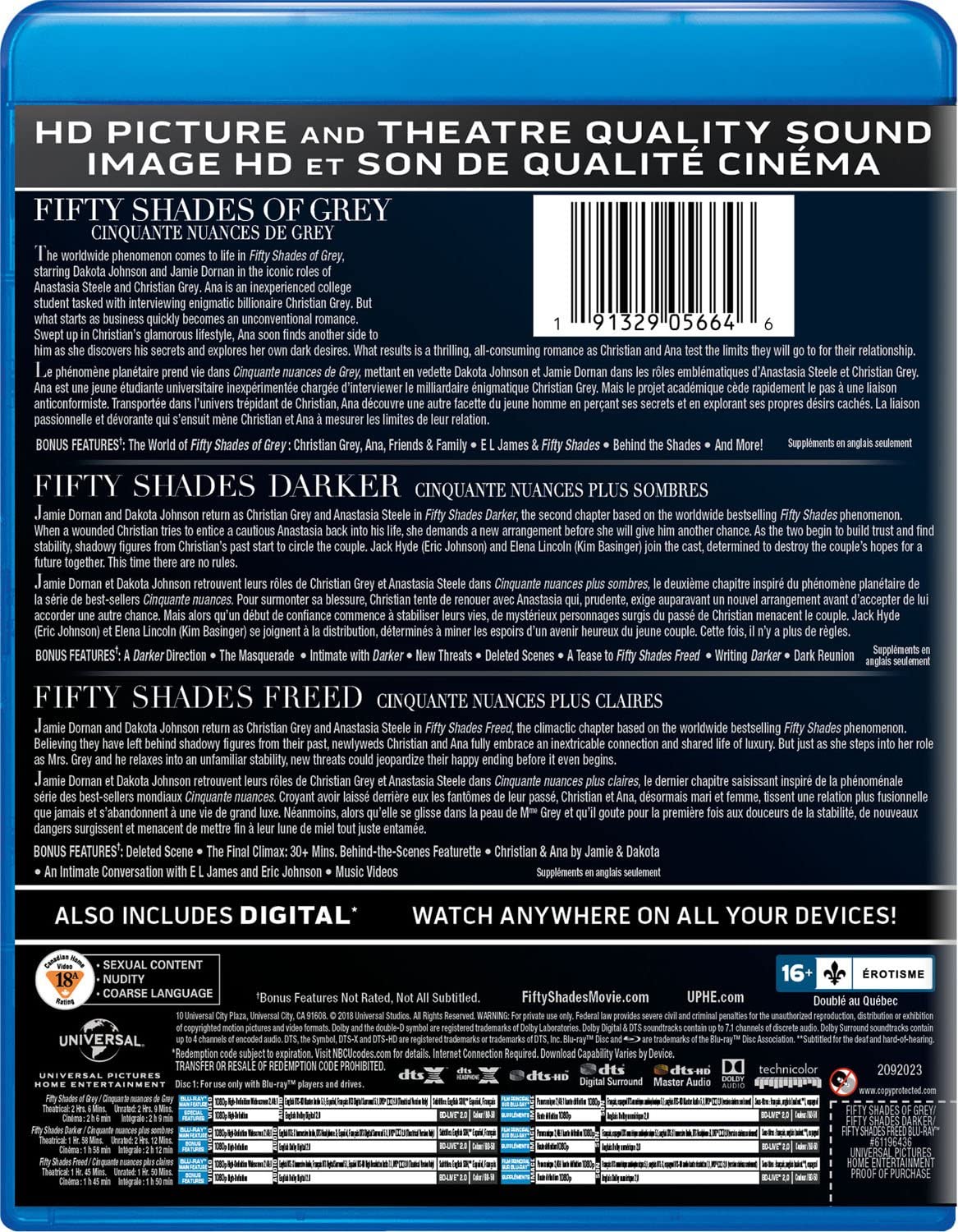 Fifty Shades: 3-Movie Collection [Blu-Ray + Digital Box Set] DVDs & Blu-Rays Universal Pictures   
