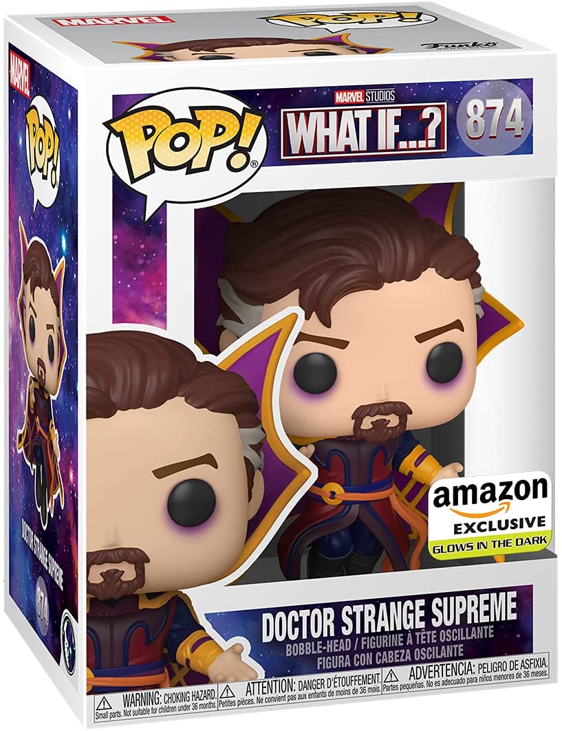 Funko POP! Marvel: What If? - Doctor Strange Supreme Vinyl Bobble-Head - Glow in The Dark Amazon Exclusive Edition #874 Toys & Games Funko   