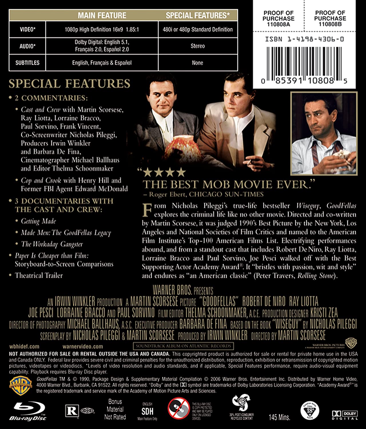 GoodFellas [Blu-ray] DVDs & Blu-Rays Warner Bros.   