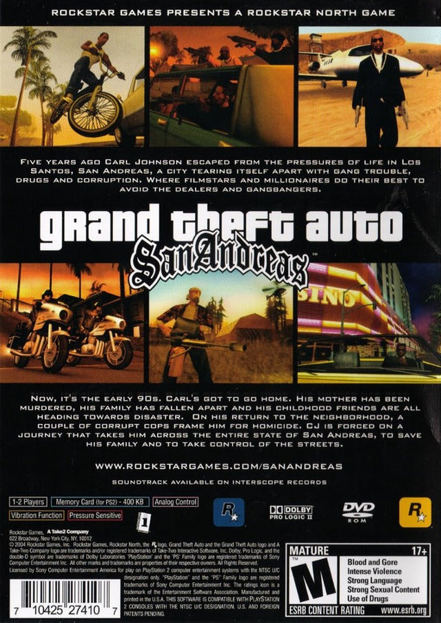 Grand Theft Auto: San Andreas [PlayStation 2] PlayStation 2 Video Game Rockstar Games   