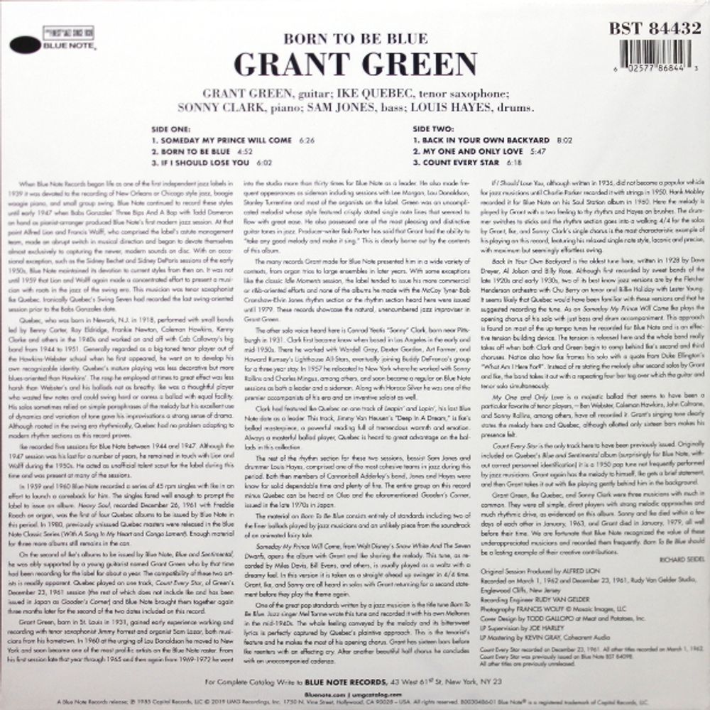 Grant Green - Born To Be Blue [Audio Vinyl] Audio CD/Vinyl Blue Note   