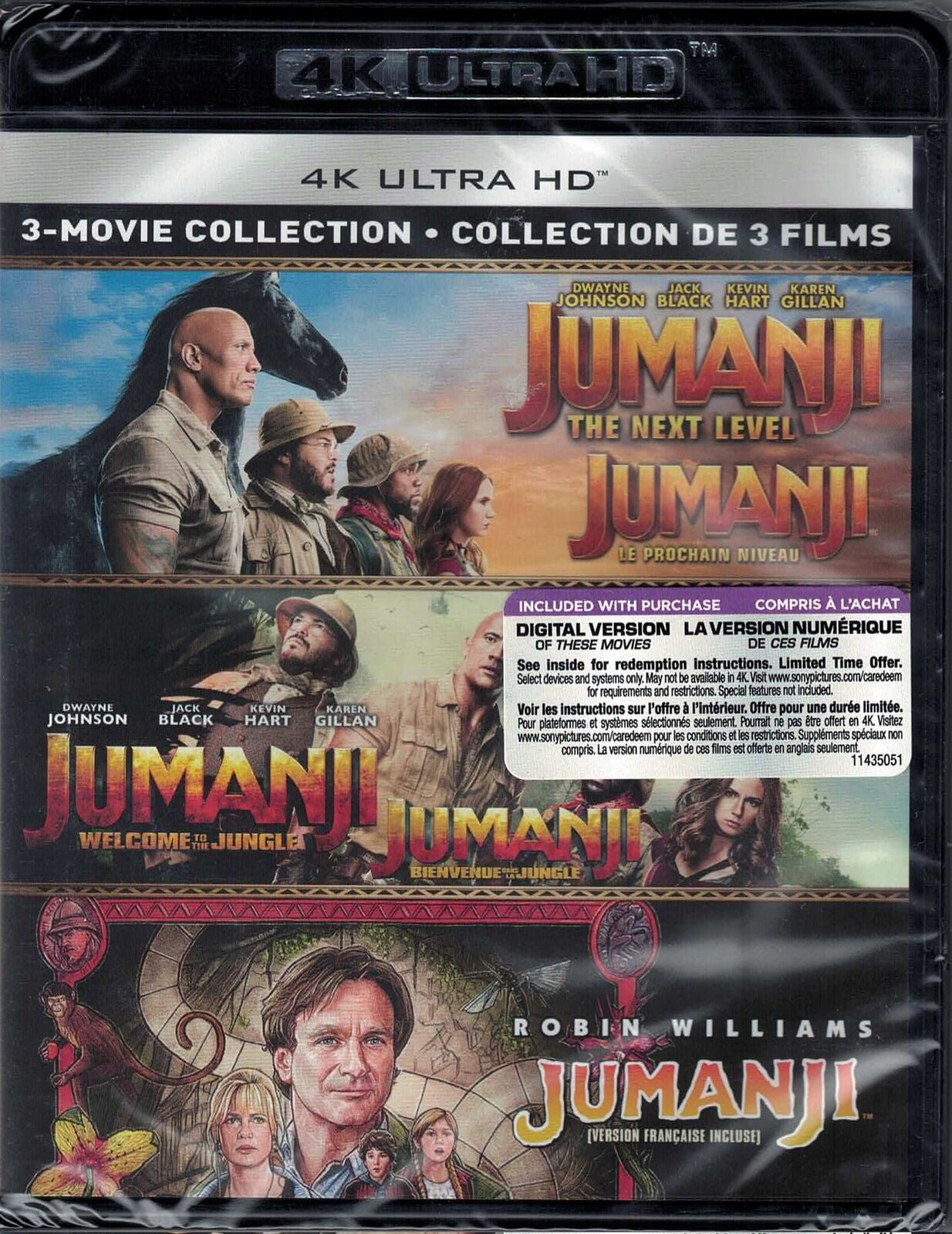 Jumanji: 3 Movie Collection 4K [4K UHD + Digital Box Set] DVDs & Blu-Rays Sony Pictures