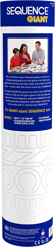 Jumbo Sequence Game - Tube Edition with Cushioned Mat, Cards and Chips [2-12 Players] Board Game Jax