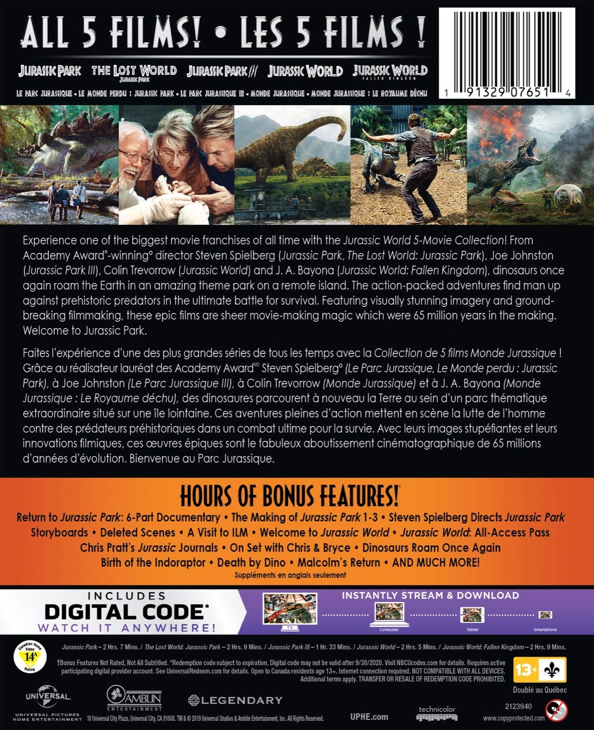 Jurassic World: 5-Movie Collection [Blu-Ray + Digital Box Set] DVDs & Blu-Rays MGM   