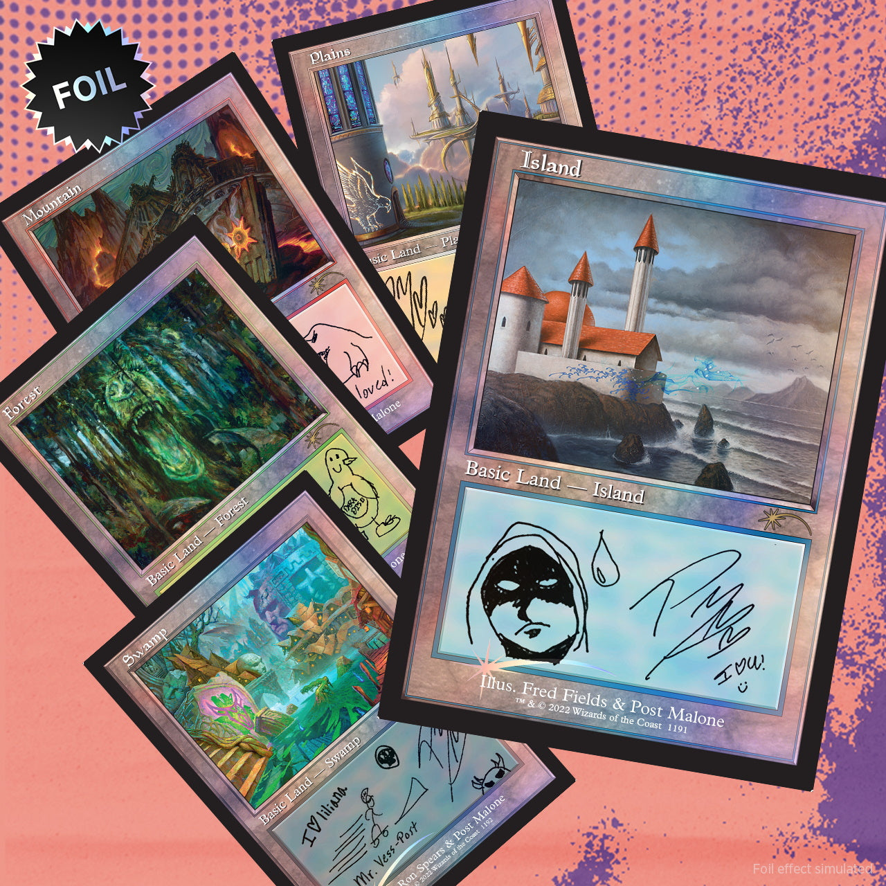 Magic: The Gathering TCG: Secret Lair x Post Malone: The Lands - FOIL Card Game Wizards of the Coast