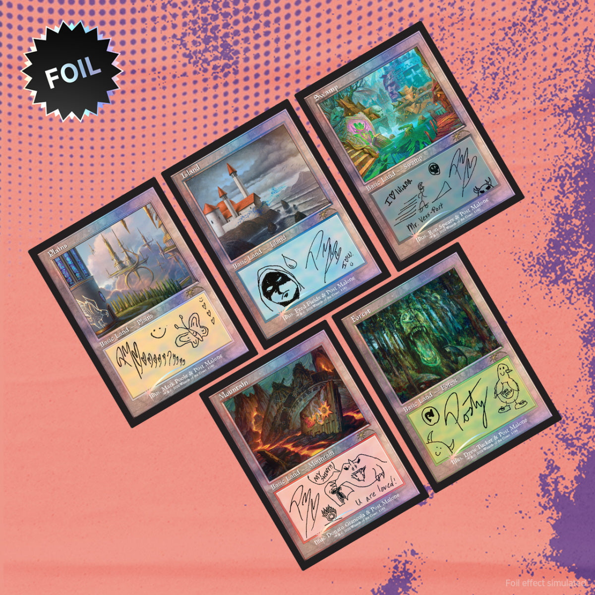 Magic: The Gathering TCG: Secret Lair x Post Malone: The Lands - FOIL Card Game Wizards of the Coast