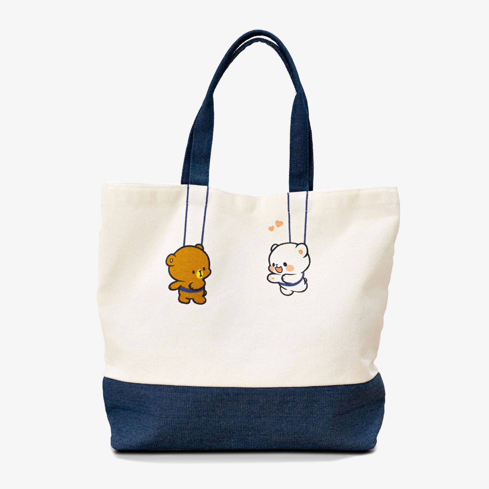 Milk Mocha Bear: Hanging Out Canvas Tote Bag Handbags Milk Mocha Bear