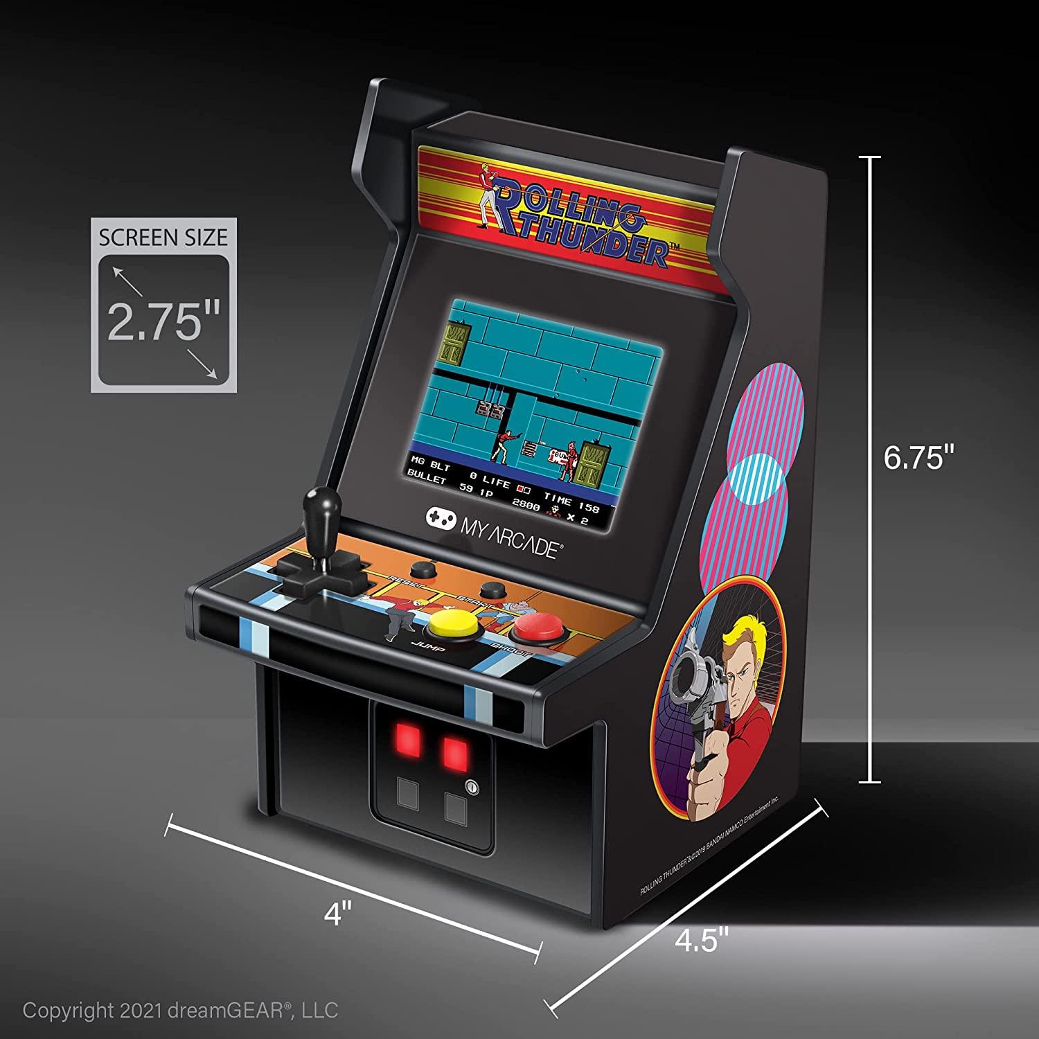 My Arcade Rolling Thunder Micro Player - 6.75 Inch Mini Retro Arcade Machine Cabinet [Retro System] Retro Systems My Arcade   