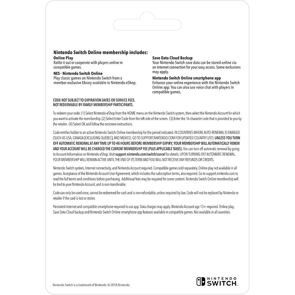Nintendo Switch Online - 12-Month Family Membership [Nintendo Switch Accessory] Nintendo Switch Accessories Nintendo   