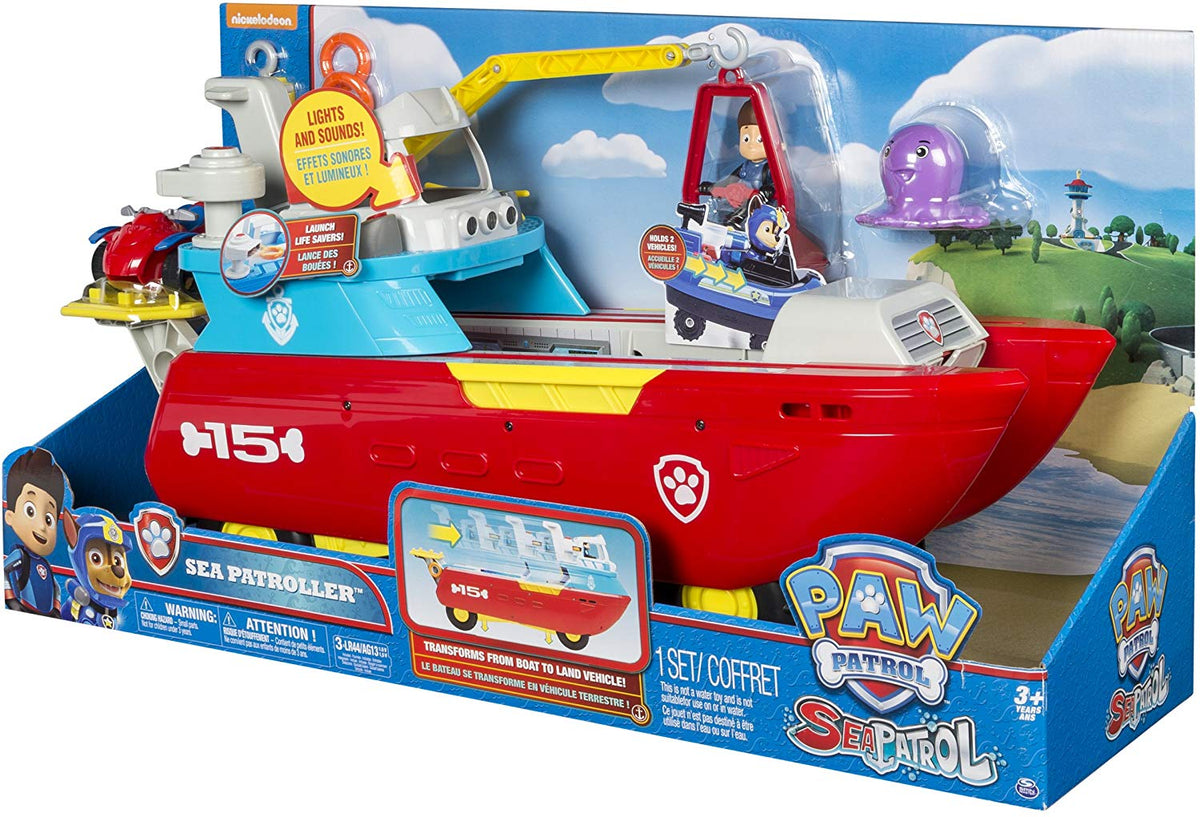 PAW Patrol Sea Patrol: Sea Patroller Transforming Vehicle w/ Lights & Sounds Toys & Games Spin Master