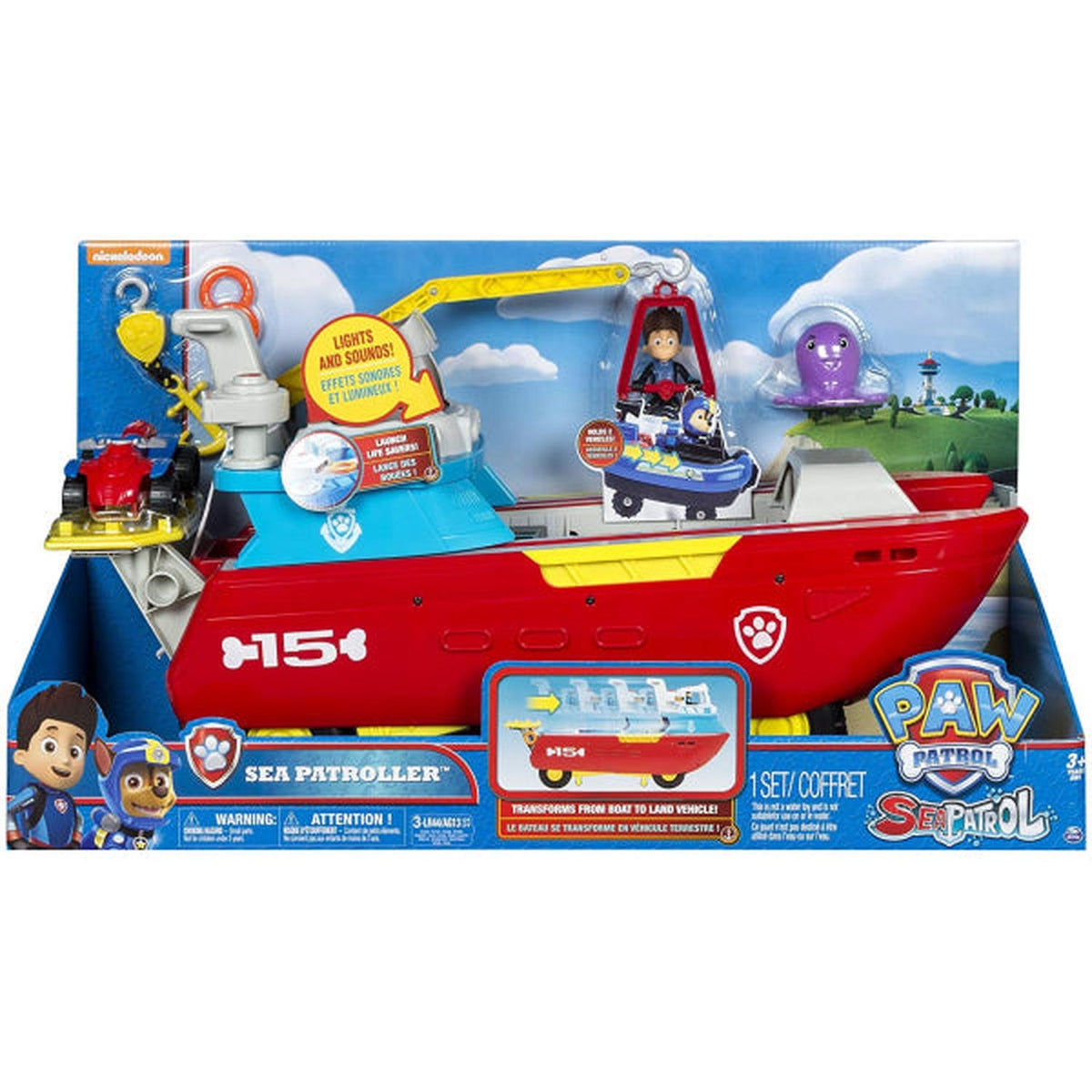 PAW Patrol Sea Patrol: Sea Patroller Transforming Vehicle w/ Lights & Sounds Toys & Games Spin Master