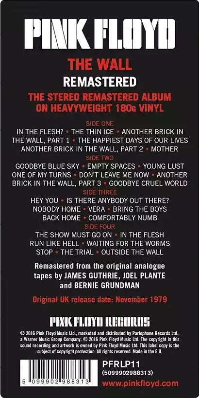 Pink Floyd - The Wall (Remastered) [Audio Vinyl] Audio CD/Vinyl EMI Records   