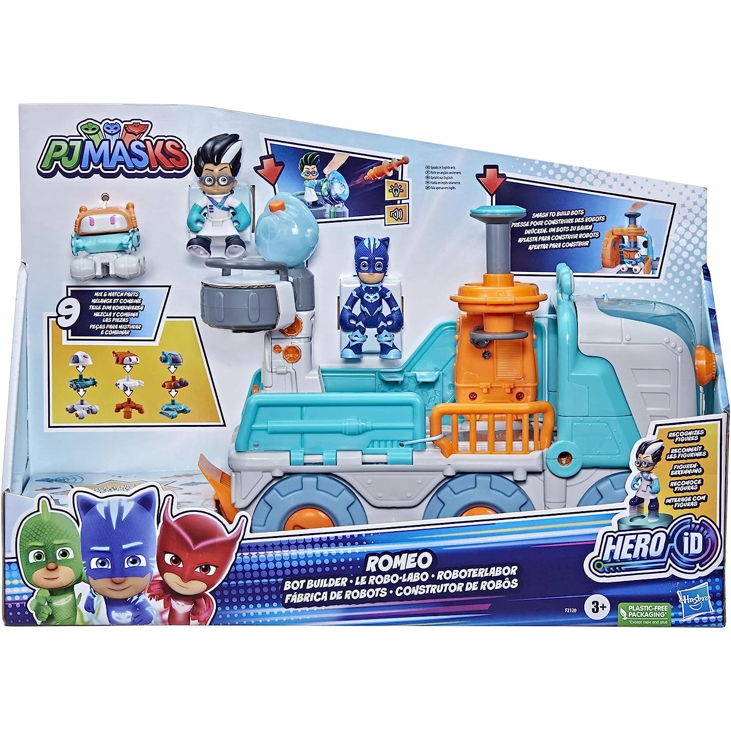 PJ Masks Romeo Bot Builder Preschool Toy, 2-in-1 Romeo Vehicle and Robot Factory Playset Toys & Games Hasbro