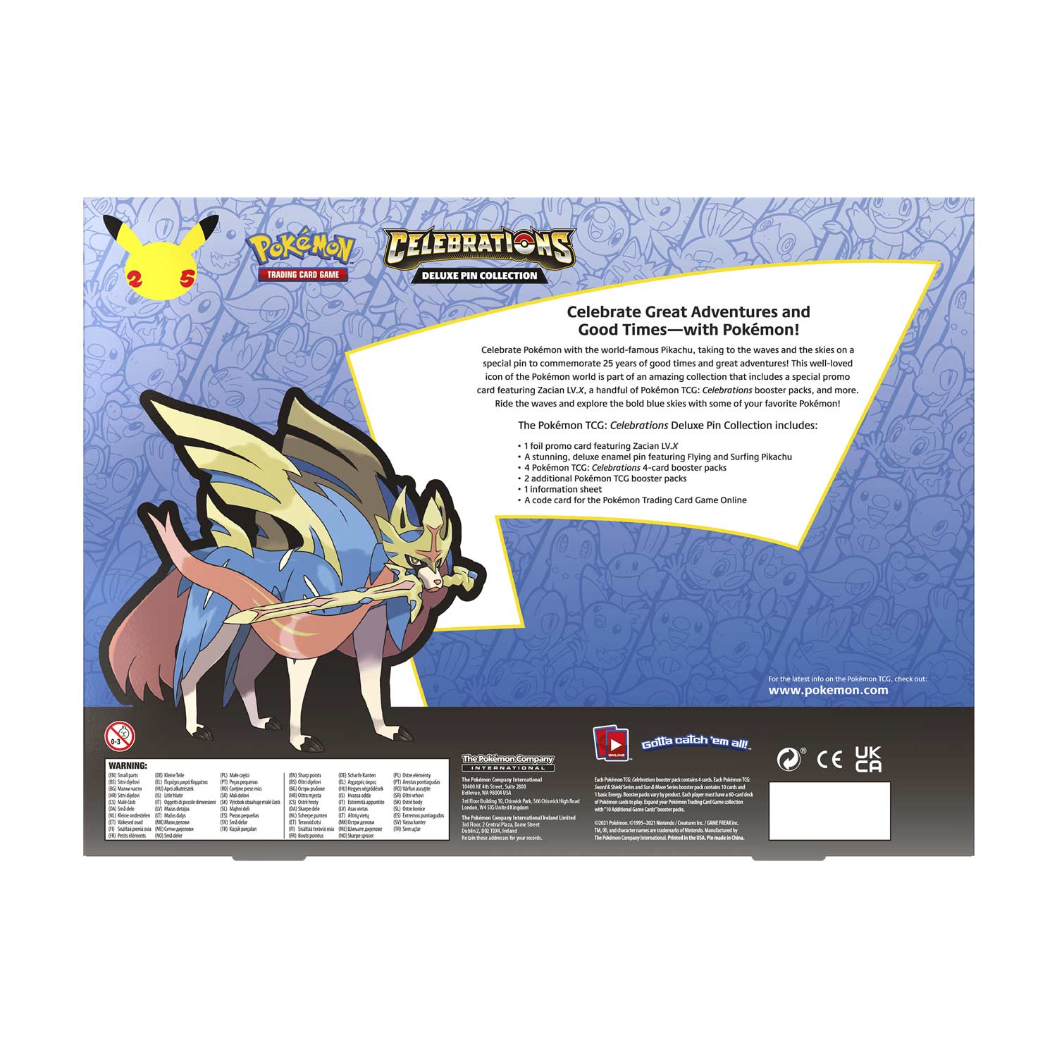 Pokemon TCG: Celebrations Deluxe Pin Collection - Zacian LV.X Card Game Pokemon   