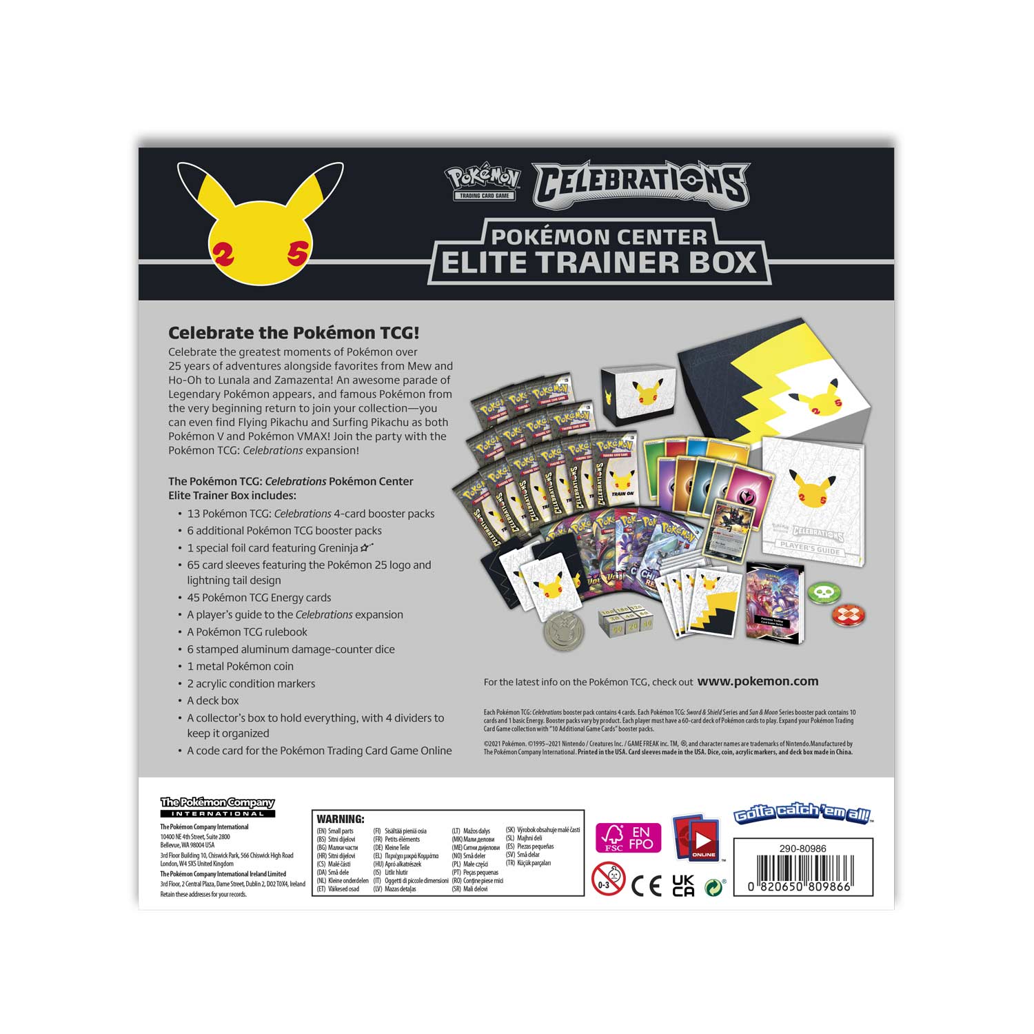 Pokemon TCG: Celebrations Pokemon Center Elite Trainer Box Card Game Pokemon   