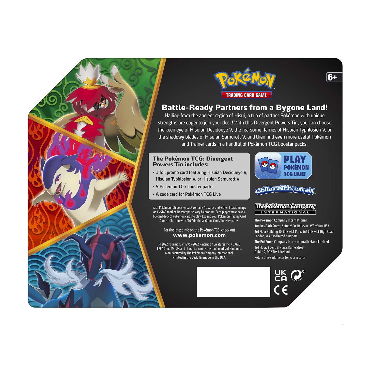 Pokemon TCG: Divergent Powers Tin - Hisuian Decidueye V Card Game Pokemon   