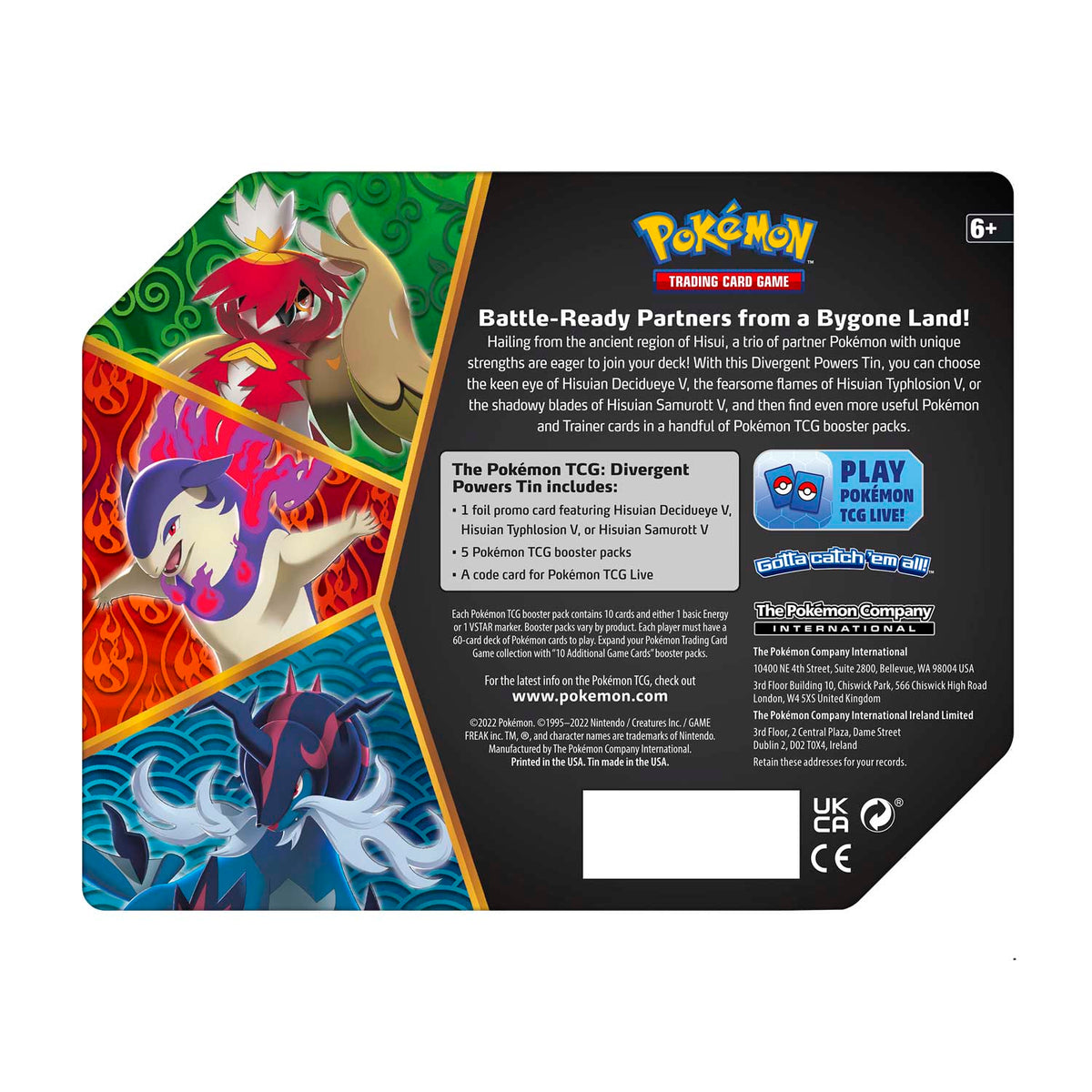 Pokemon TCG: Divergent Powers Tin - Hisuian Typhlosion V Card Game Pokemon   
