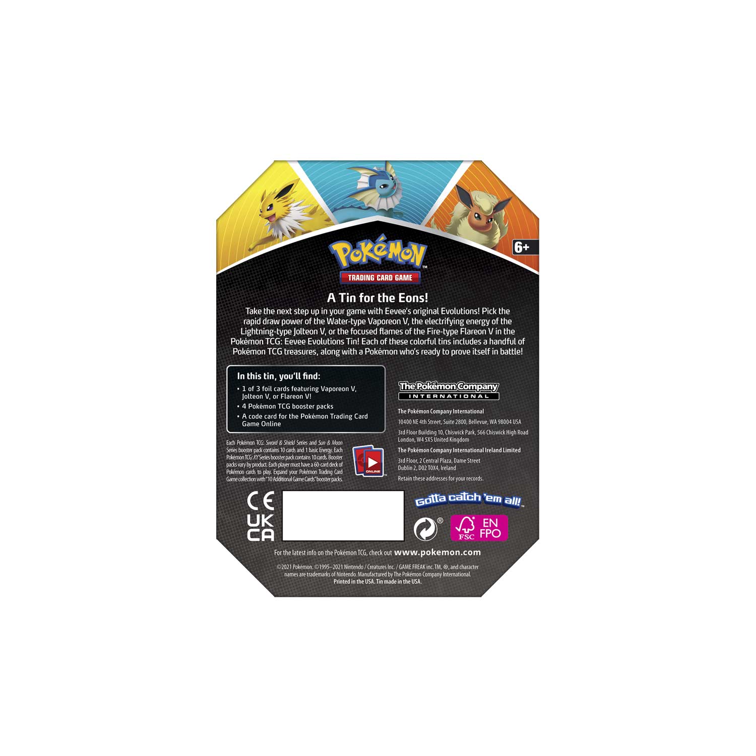 Pokemon TCG: Eevee Evolutions Tin - Jolteon V Card Game Pokemon   