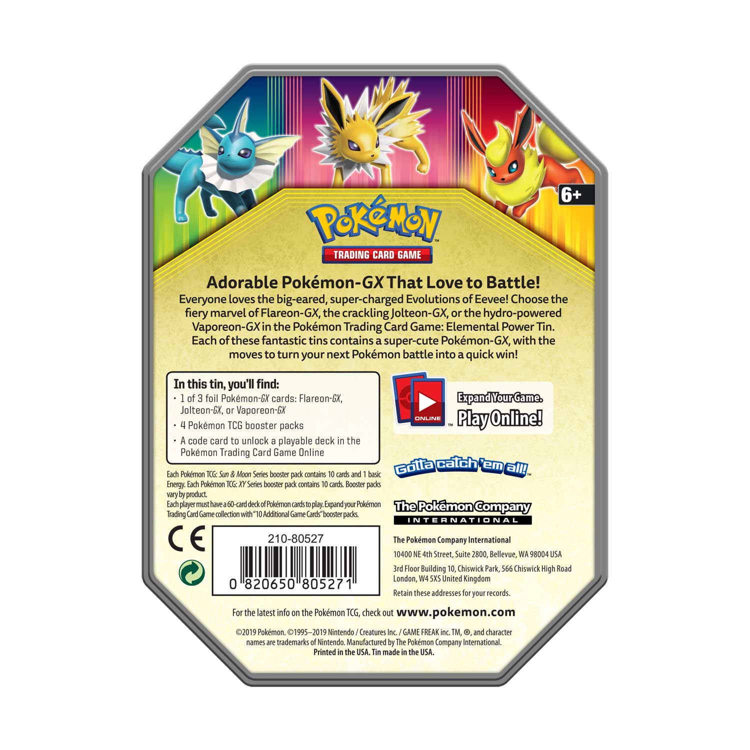 Pokemon TCG: Elemental Power Tin Featuring Jolteon-GX Card Game Pokemon   