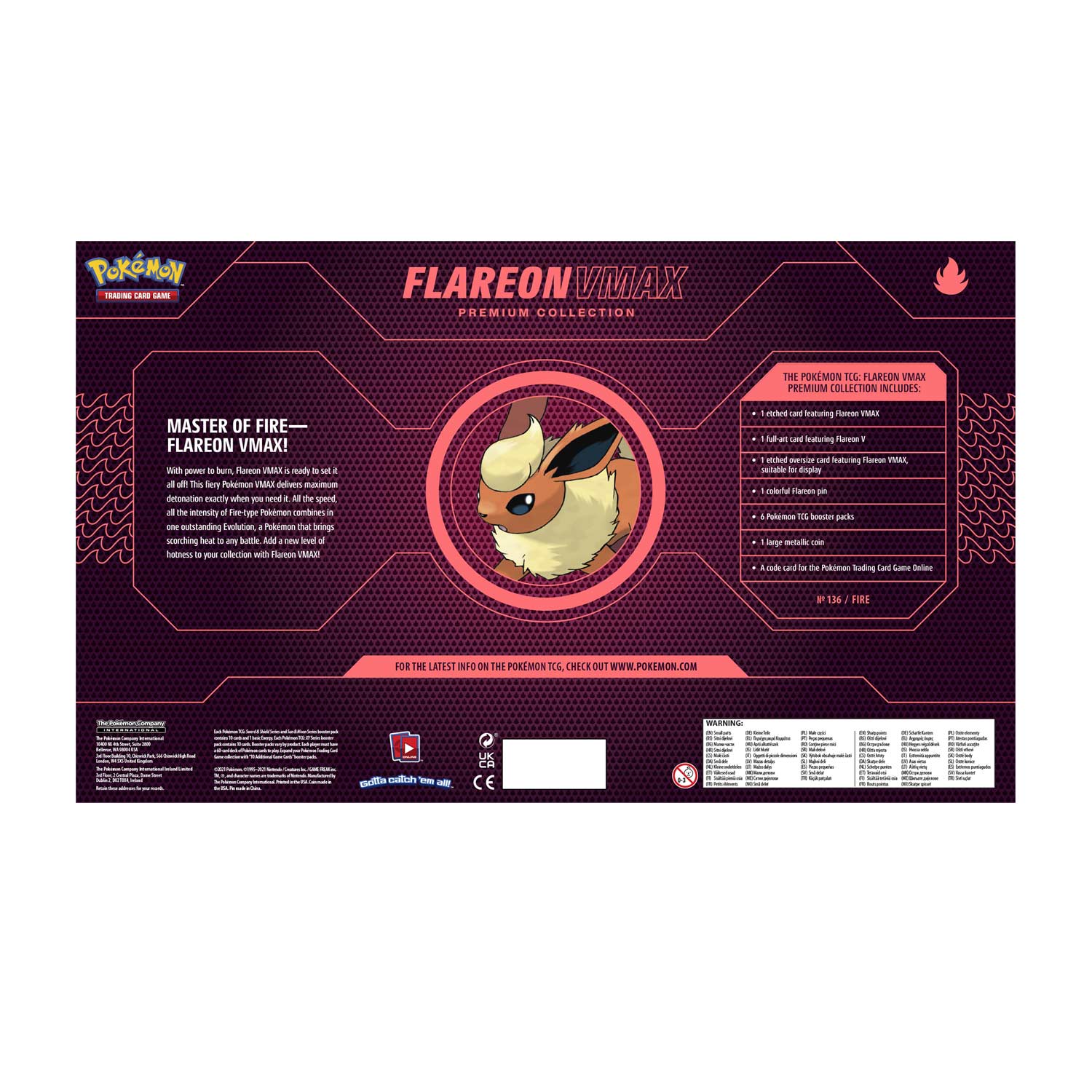Pokemon TCG: Eevee Evolutions Flareon VMAX Premium Collection Card Game Pokemon   