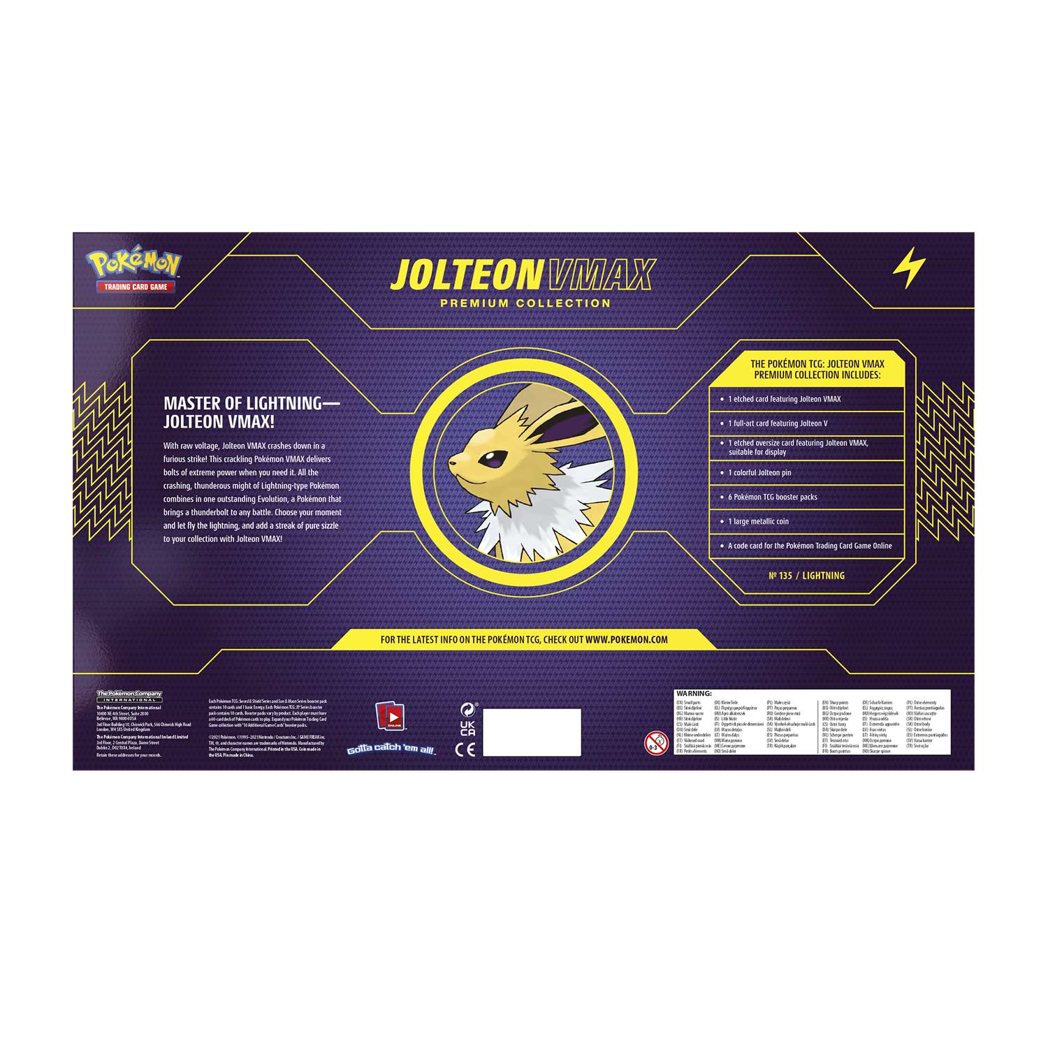 Pokemon TCG: Eevee Evolutions Jolteon VMAX Premium Collection Card Game Pokemon   