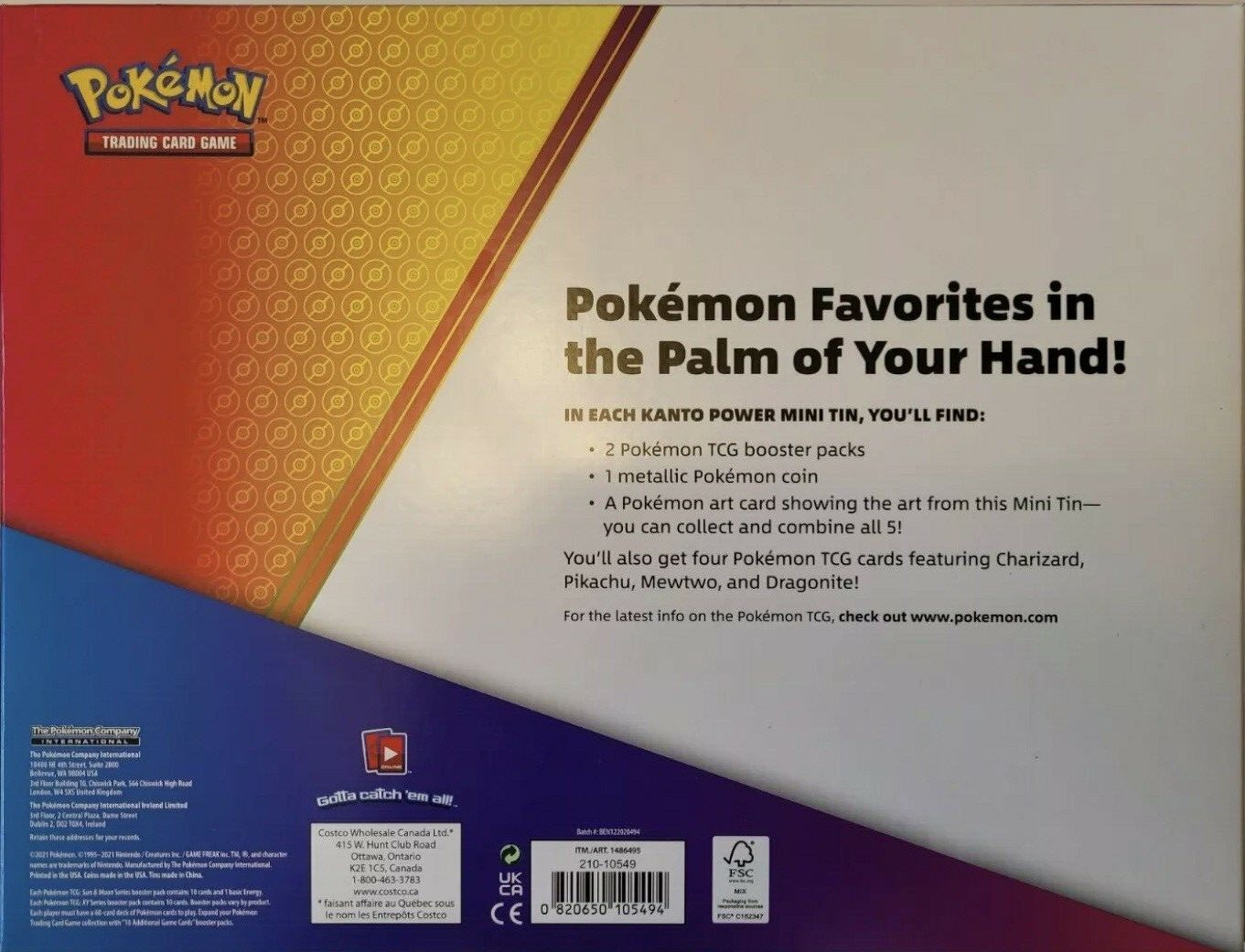 Pokemon TCG: Kanto Power Mini Tin 5-Pack Card Game Pokemon   