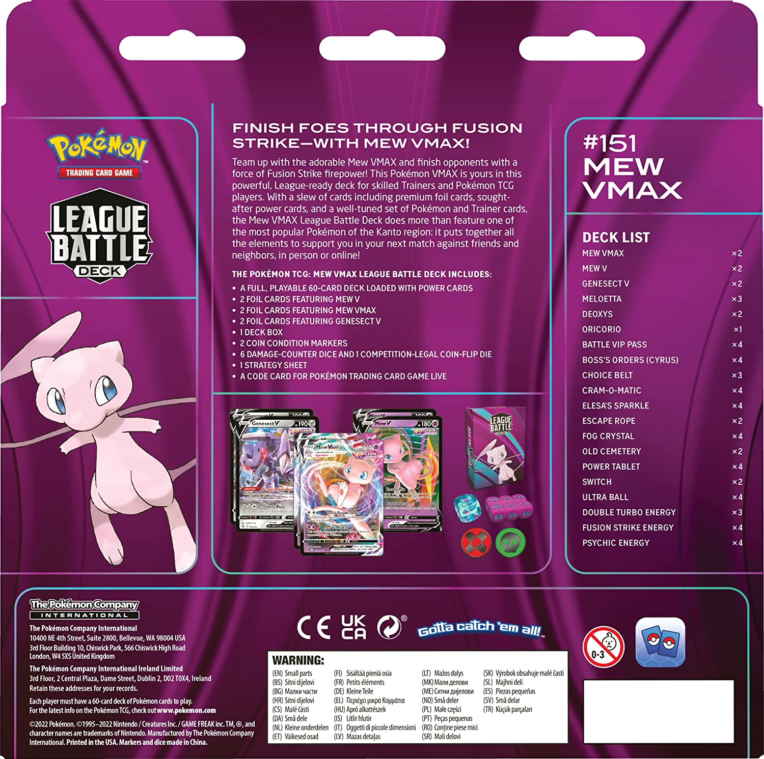Pokemon TCG: Mew VMAX League Battle Deck Card Game Pokemon   