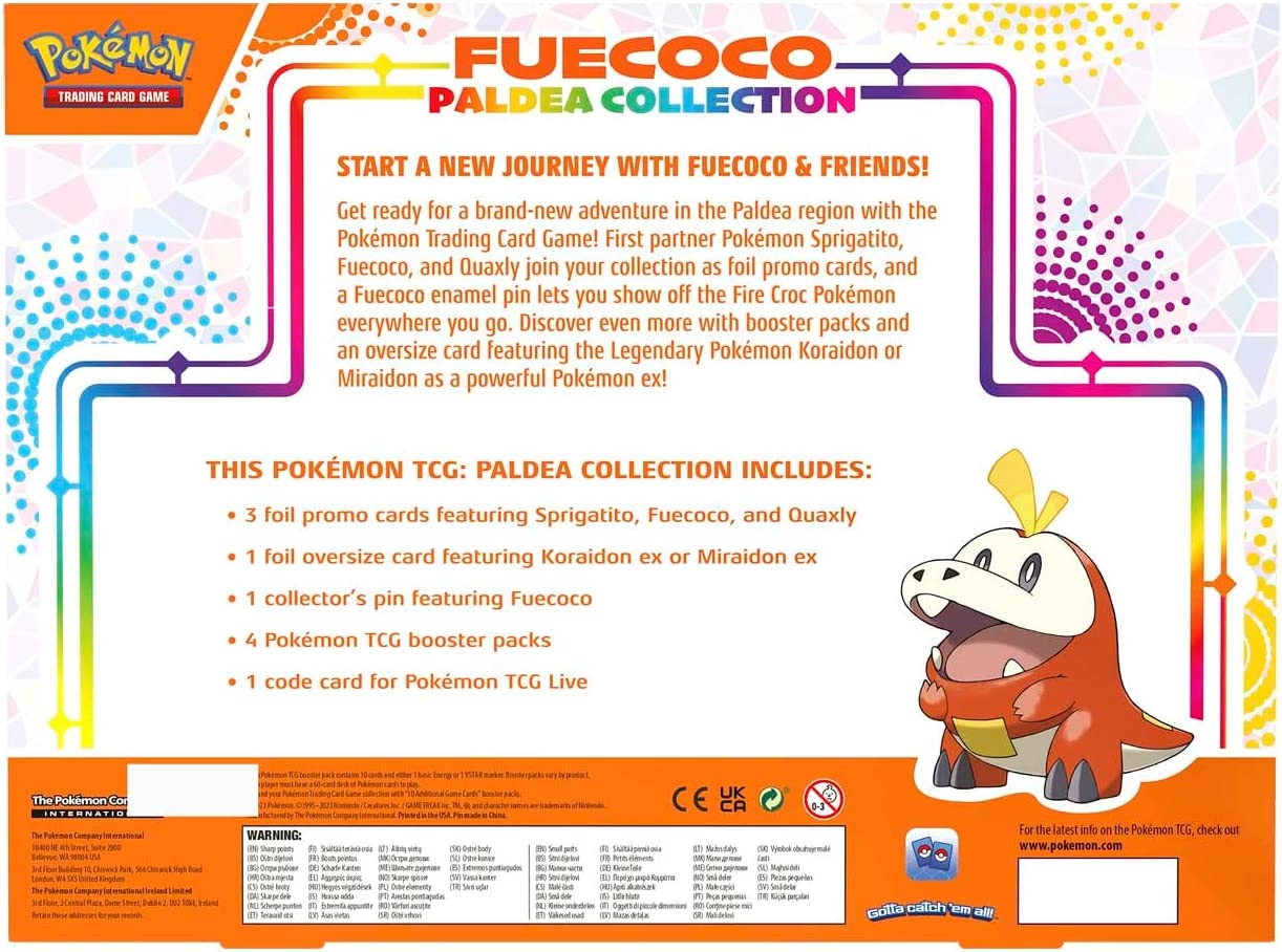 Pokemon TCG: Paldea Pin Collection - Fuecoco - 4 Booster Packs & Promos Card Game Pokemon