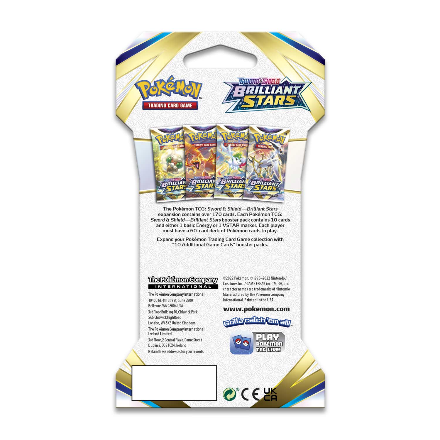 Pokemon TCG: Sword & Shield - Brilliant Stars Sleeved Booster Pack - 10 Cards Card Game Pokemon   